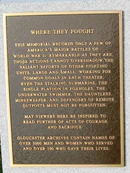 GLOUDCESTER WWII MEMORIAL PLAQUE M