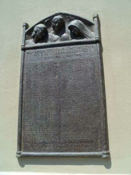 VIRGINIA MILITARY INSTITUTE WORLD WAR II MEMORIAL PLAQUE I