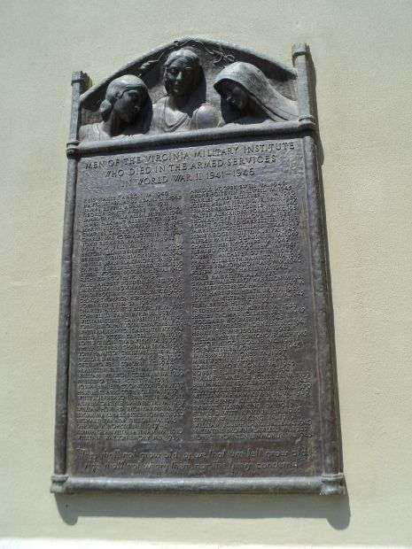 VIRGINIA MILITARY INSTITUTE WORLD WAR II MEMORIAL PLAQUE I