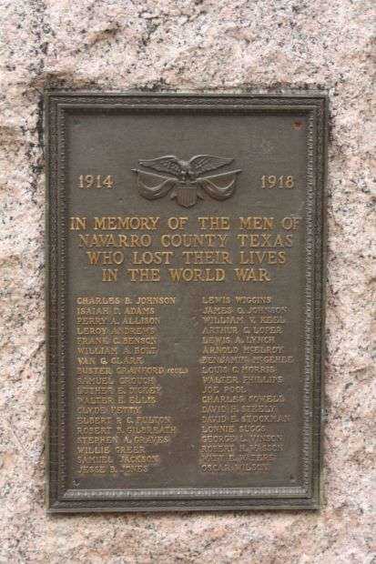 NAVARRO COUNTY WORLD WAR MEMORIAL PLAQUE