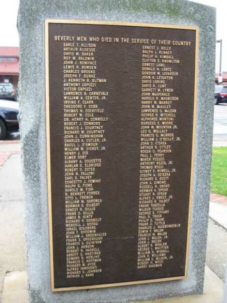 BEVERLY WORLD WAR II MEMORIAL BACK