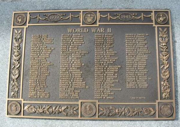 STOCKBRIDGE WORLD WAR II MEMORIAL RIGHT PLAQUE