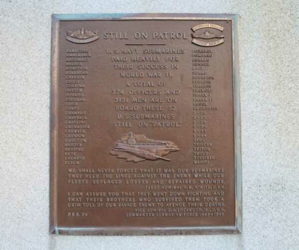 U.S. SUBMARINES STILL ON PATROL MEMORIAL PLAQUE A
