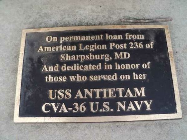 U.S.S. ANTIETAM CVA-36 MEMORIAL BELL PLAQUE