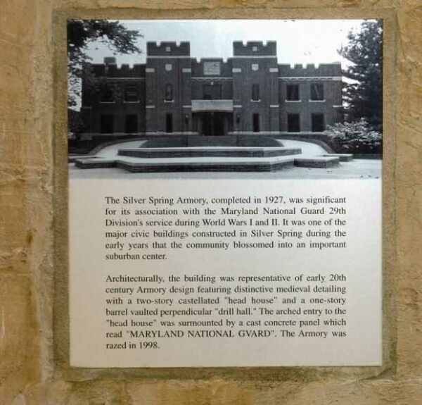 SILVER SPRING ARMORY MEMORIAL PLAQUE