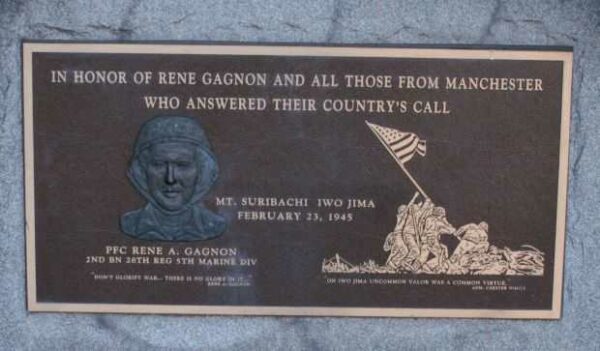 RENE GAGNON IWO JIMA MEMORIAL PLAQUE A