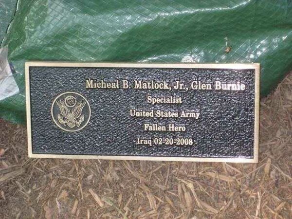 MICHAEL B. MATLOCK PARK TREE MEMORIAL PLAQUE