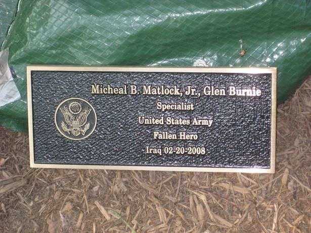 MICHAEL B. MATLOCK PARK TREE MEMORIAL PLAQUE