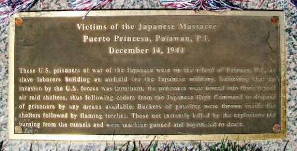 VICTIMS OF JAPANESE MASSACRE WAR MEMORIAL PLAQUE