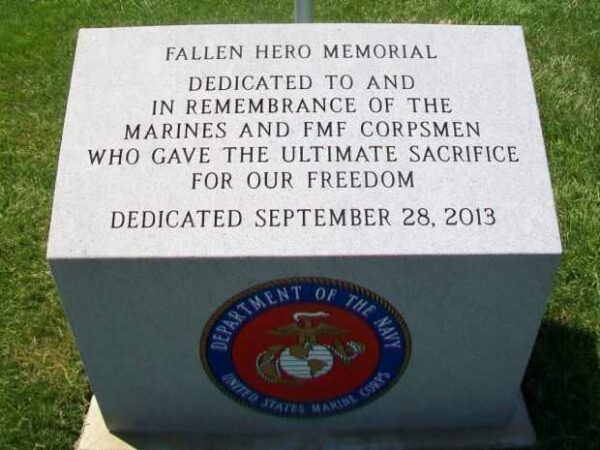 FALLEN MARINES AND FMF CORPSMEN HERO MEMORIAL FRONT