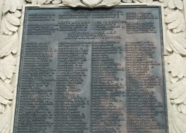 NINTH WARD WORLD WAR I MEMORIAL ARCH PLAQUE A