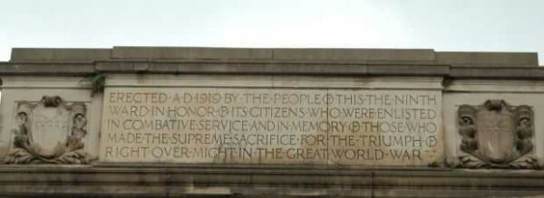 NINTH WARD WORLD WAR I MEMORIAL ARCH DEDICATION STONE
