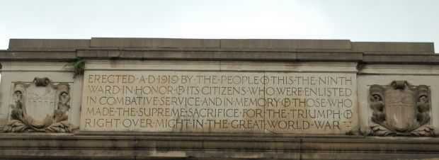 NINTH WARD WORLD WAR I MEMORIAL ARCH DEDICATION STONE