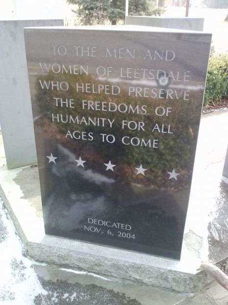 LEETSDALE VETERANS MEMORIAL PLAQUE