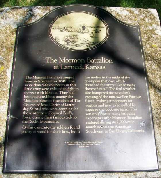 THE MORMON BATTALION AT LARNED, KANSAS MEMORIAL PLAQUE