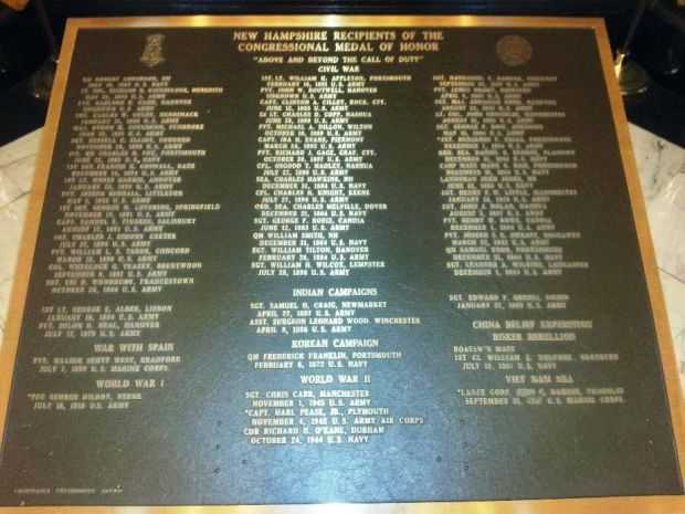 NEW HAMPSHIRE MEDAL OF HONOR RECIPIENTS MEMORIAL PLAQUE
