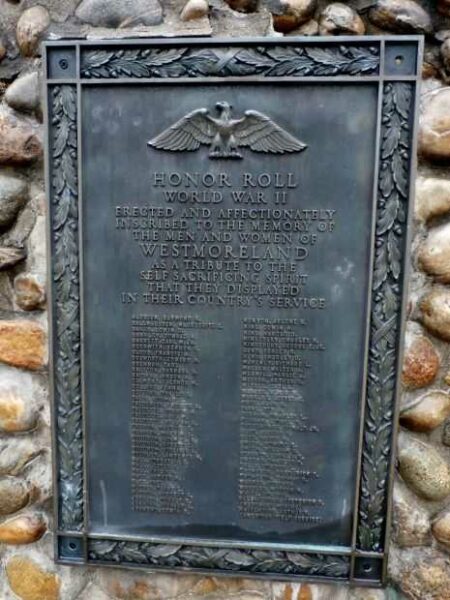 WESTMORELAND WORLD WAR I AND WORLD WAR II MEMORIAL PLAQUE B