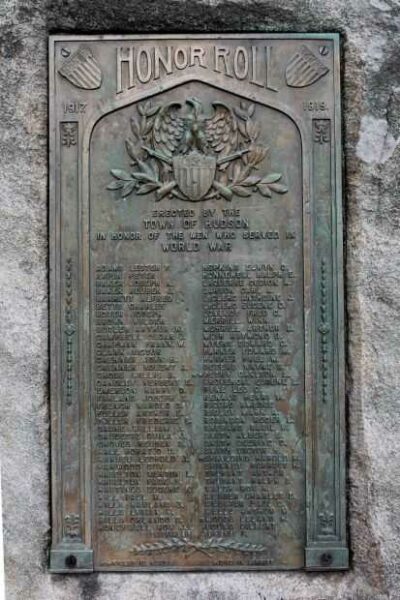 HUDSON WORLD WAR I HONOR ROLL MEMORIAL PLAQUE