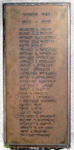 HANCOCK WAR VETERANS MEMORIAL PLAQUE D