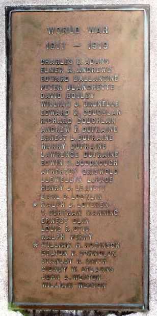 HANCOCK WAR VETERANS MEMORIAL PLAQUE D