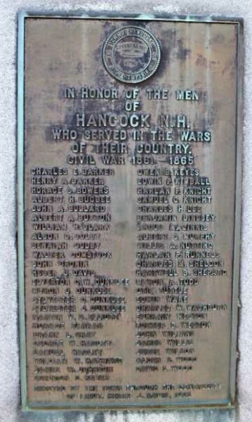 HANCOCK WAR VETERANS MEMORIAL PLAQUE C