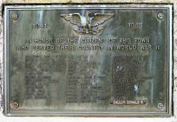 GRAFTON WORLD WAR II MEMORIAL PLAQUE