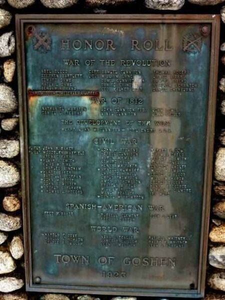 GOSHEN HONOR ROLL WAR MEMORIAL PLAQUE