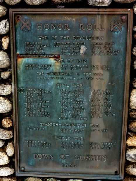 GOSHEN HONOR ROLL WAR MEMORIAL PLAQUE