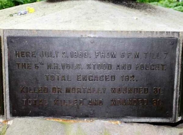 5TH NEW HAMPSHIRE VOLUNTEER INFANTRY WAR MEMORIAL PLAQUE B