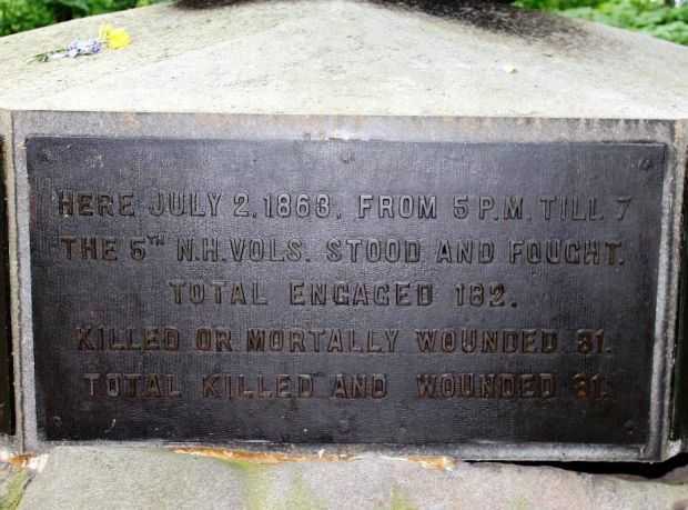 5TH NEW HAMPSHIRE VOLUNTEER INFANTRY WAR MEMORIAL PLAQUE B