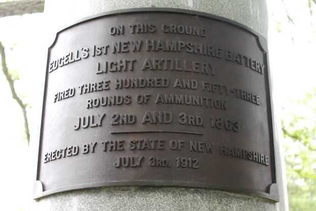 EDGELL’S 1ST NEW HAMPSHRIE BATTERY LIGHT ARTILLERY WAR MEMORIAL PLAQUE