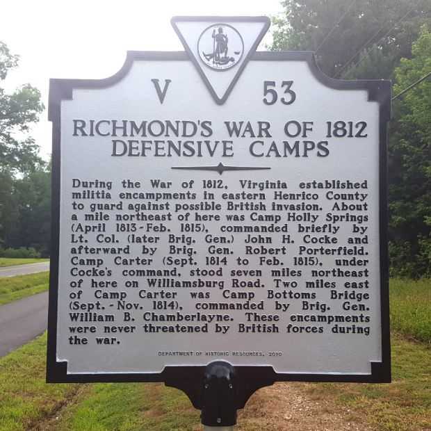 RICHMOND’S WAR OF 1812 DEFENSIVE CAMPS MEMORIAL MARKER