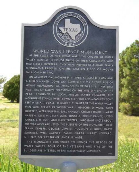 WORLD WAR I PEACE MONUMENT MARKER