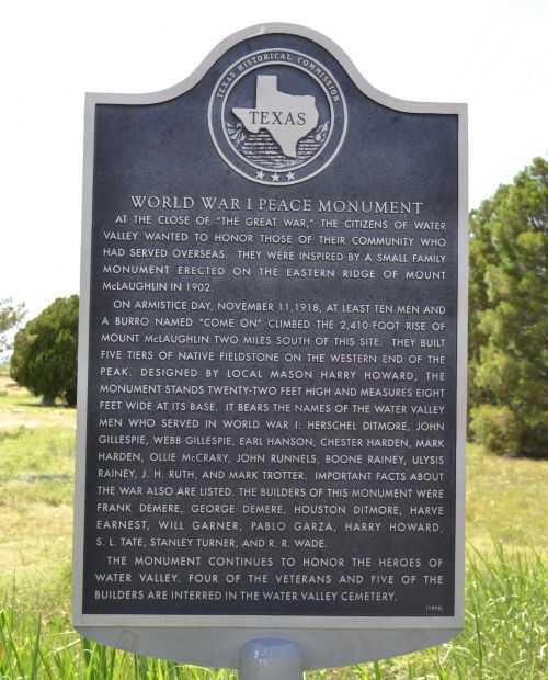 WORLD WAR I PEACE MONUMENT MARKER