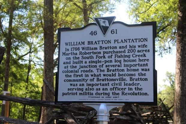 WILLIAM BRATTON PLANTATION REVOLUTIONARY WAR MEMORIAL MARKER