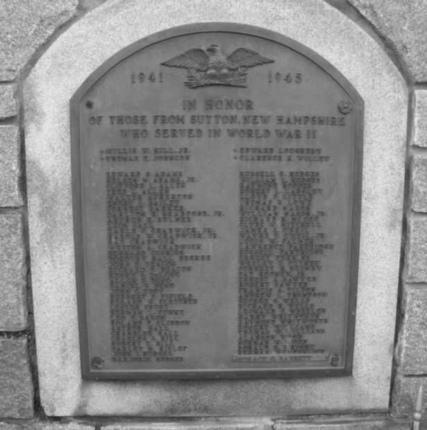 SUTTON WORLD WAR II MEMORIAL PLAQUE