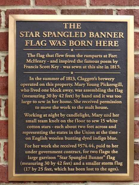 THE STAR SPANGLED BANNER FLAG WAR BORN HERE MEMORIAL PLAQUE