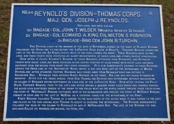 REYNOLD’S DIVISION-THOMAS’ CORPS MEMORIAL PLAQUE