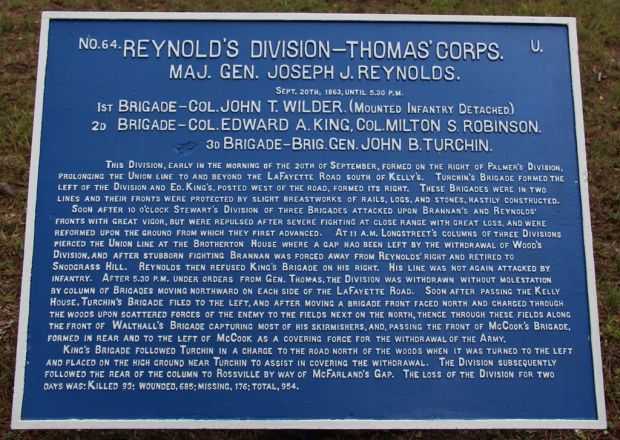 REYNOLD’S DIVISION-THOMAS’ CORPS MEMORIAL PLAQUE
