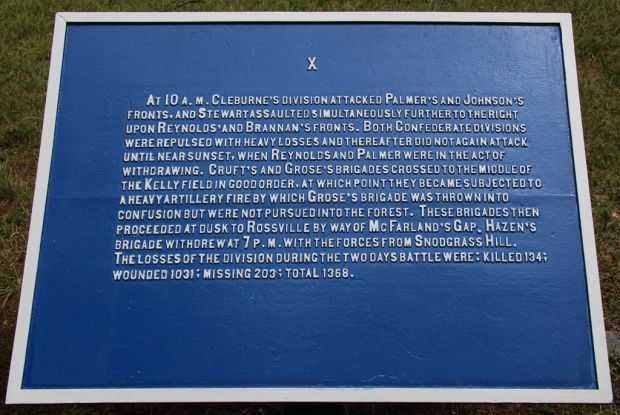 PALMER’S DIVISION CRITTENDEN’S CORPS MEMORIAL PLAQUE B