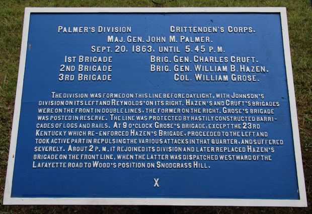 PALMER’S DIVISION CRITTENDEN’S CORPS MEMORIAL PLAQUE A