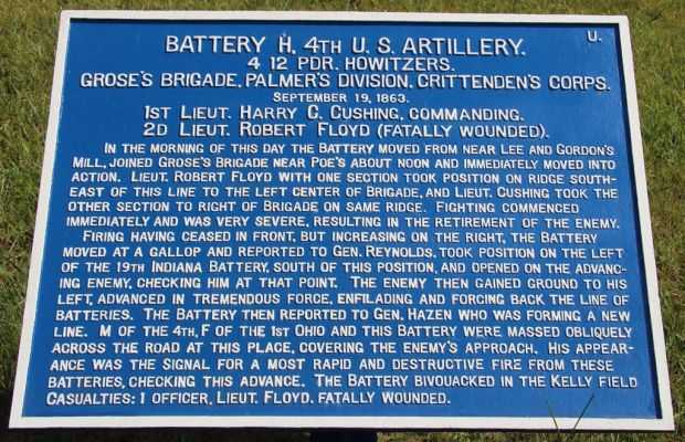 BATTERY H, 4TH U.S. ARTILLERY WAR MEMORIAL PLAQUE