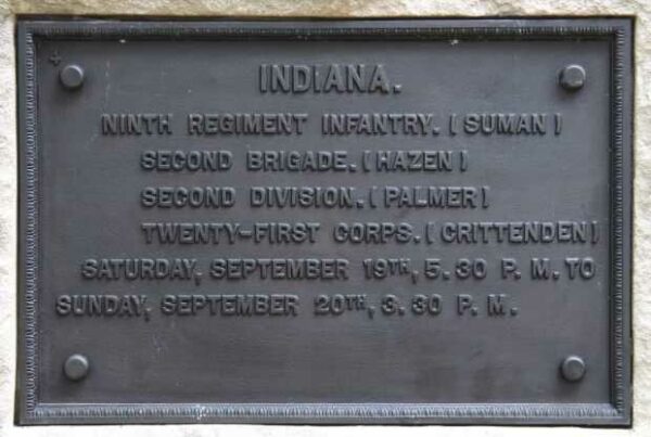 INDIANA NINTH REGIMENT INFANTRY WAR MEMORIAL PLAQUE