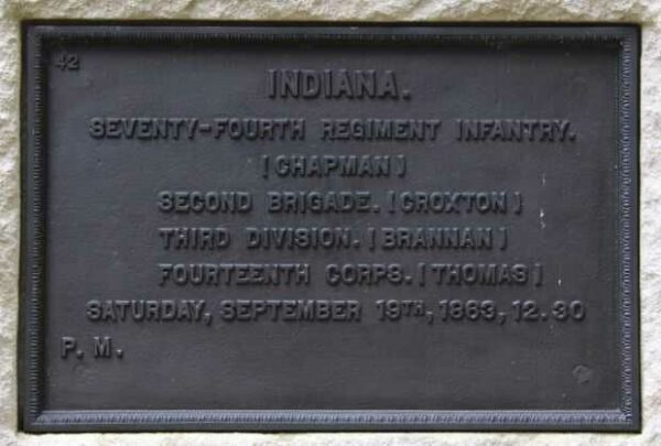INDIANA SEVENTY-FOURTH REGIMENT INFANTRY WAR MEMORIAL PLAQUE