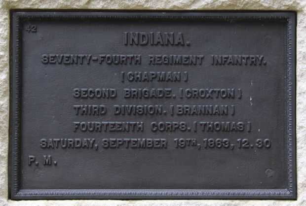 INDIANA SEVENTY-FOURTH REGIMENT INFANTRY WAR MEMORIAL PLAQUE