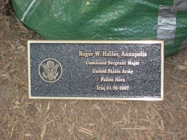 ROGER W. HALLER PARK TREE MEMORIAL PLAQUE