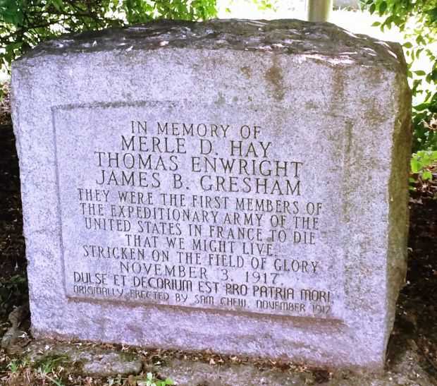 FIRST THREE U.S. DEATHS IN WORLD WAR I MEMORIAL