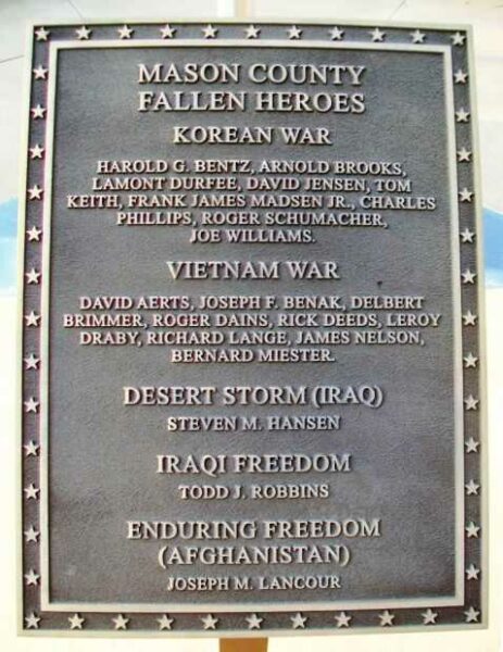MASON COUNTY VETERANS MEMORIAL PLAQUE D