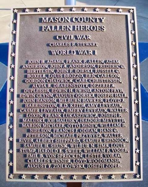 MASON COUNTY VETERANS MEMORIAL PLAQUE B