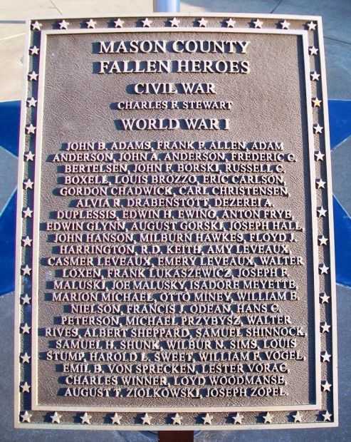 MASON COUNTY VETERANS MEMORIAL PLAQUE B